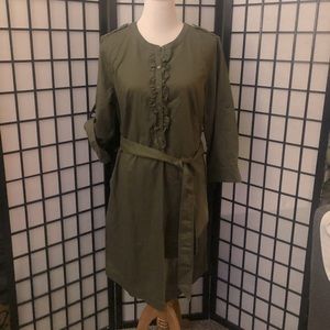 Talbots long sleeve long dress with ruffle